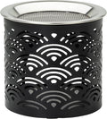 Handcrafted Black Iron Incense Burner - Height 2.36 inch with Exchangeable Stainless Steel Incense Sieve for Safe Burning with Tealight - Aromatic Censer and Essential Oils Holder
