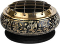 Incense Garden Decorated Brass Black Charcoal Screen Incense Burner - 2.75" Tall - Coaster Included