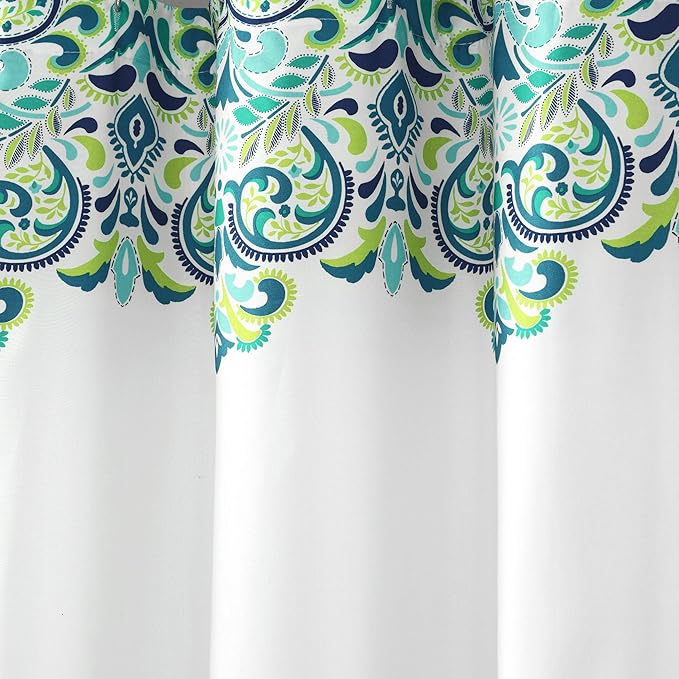Lush Decor Clara Shower Curtain Single 72" W x 72" L Blue & Green - Fabric Shower Curtains for Bathroom - Colorful Bathroom Curtain - Boho Décor