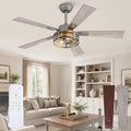 Fanbulous Farmhouse Ceiling Fans with Light, 48 Inch Bedroom Ceiling Fan with Lights, 6-Speed Adjustable, Quiet and Reversible DC Motor, 5 Dual Finish Blades, Rustic Caged Ceiling Fan，Brushed Nickel