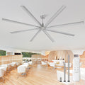ZMISHIBO 108 Inch No light, Large Industrial High Volume (HVLS) Ceiling Fan with Reversible DC Motor, 8 Aluminium Blades, Modern Commercial Ceiling Fan without Light for Garage/shop/living room,Nickel