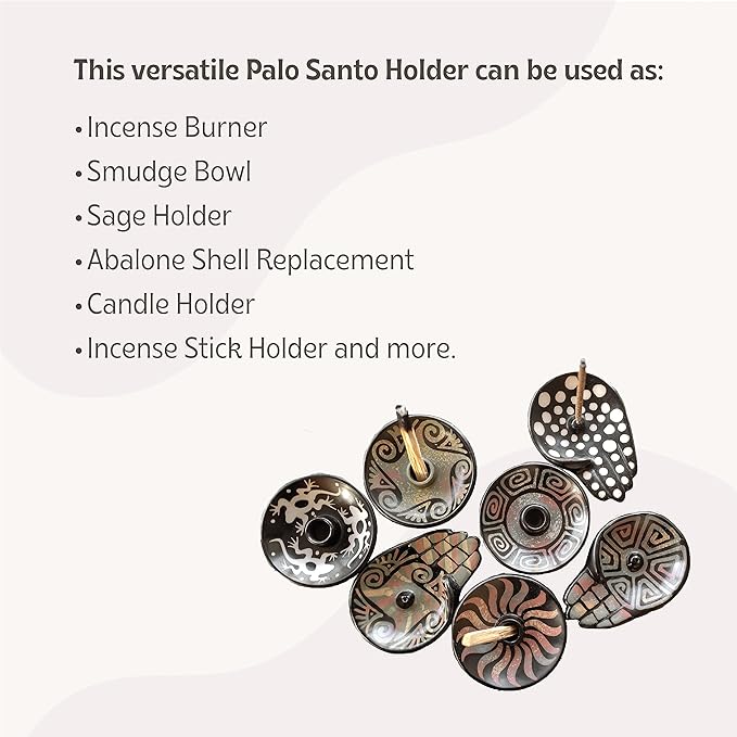 Palo Santo Holder with 5 Sticks - Luna Sundara Handmade Ceramic Incense Burner - Peach Chulucanas Pottery from Peru - Smudge Bowl for Sage - Aromatherapy Gift Set
