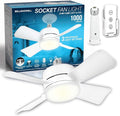 Bell+Howell Socket Breeze 15.4" Socket Fan Light with Remote Control | 1000 Lumens, Portable, Easy to Install Ceiling Fan Replacement for Bedroom, Kitchen, Living Room