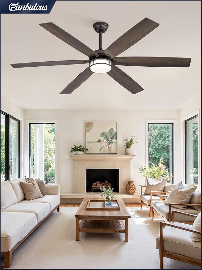 Fanbulous 65 Inch Ceiling Fans with Lights, Farmhouse Large Ceiling Fans with Remote, Oil Bronze Modern Ceiling Fan with LED Light, Quiet DC Motor for Living Room, Bedroom, Kitchen, Indoor