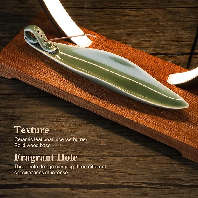 DOBEHOME Backflow Incense Burner with LED Light Ring, Ceramic, Waterfall Design, Includes 1 Tweezer and 30 Incense Sticks for Home, Office, Decor, Yoga, Aromatherapy