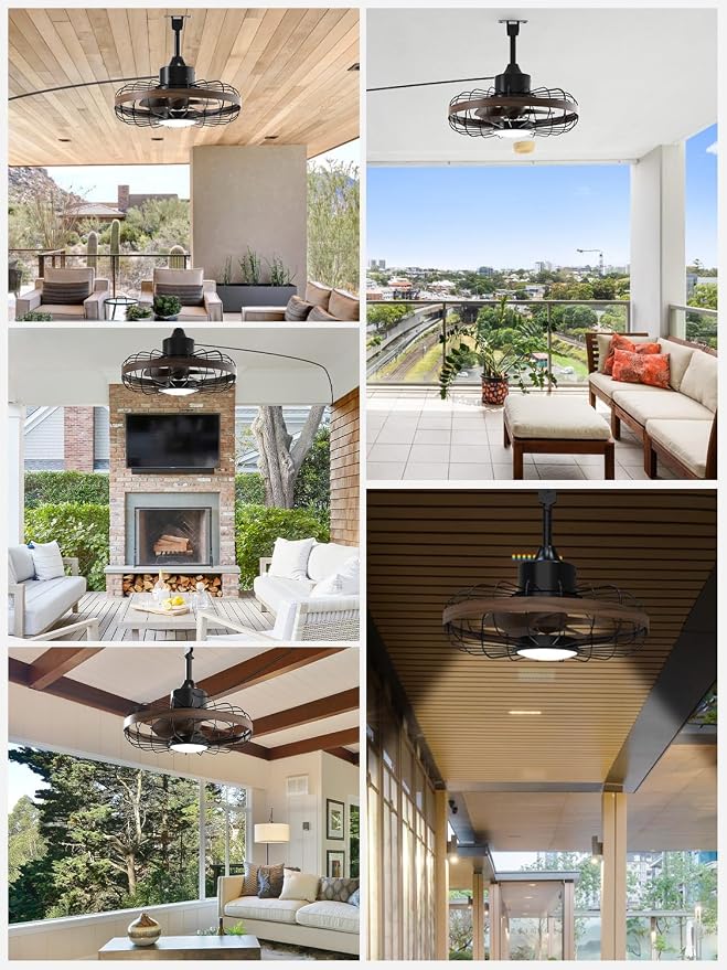 18 Inch Outdoor Ceiling Fans with Light for Patios,Ceiling Fan Smart APP & Remote Control, 6 Speeds, 3 Color Temperatures, Gazebo Lights Outdoor Ceiling Fans for Patio Waterproof,Porch