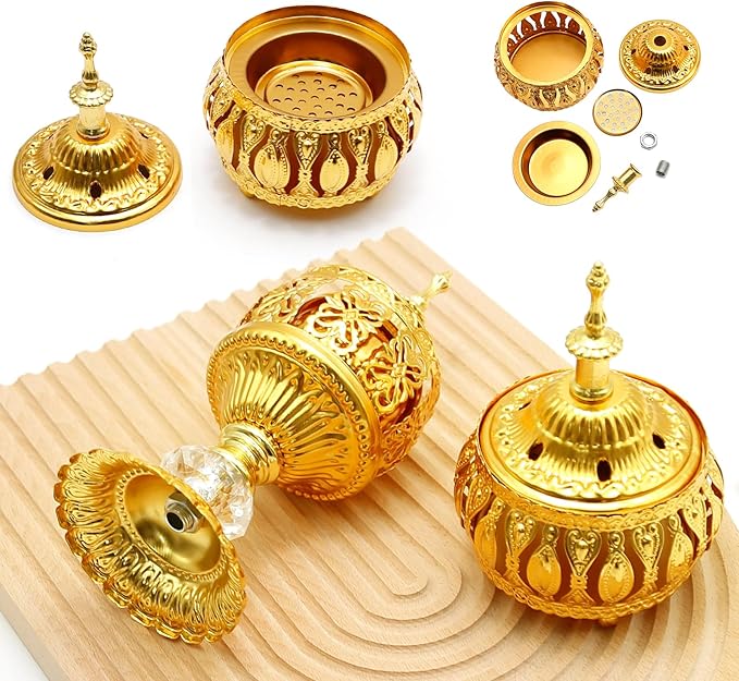 2 PCS Metal Incense Burner Vintage Cone Incense Burner Incense Stick Holder Antique Arabic Incense Burner Pot for Yoga SPA Home Decor