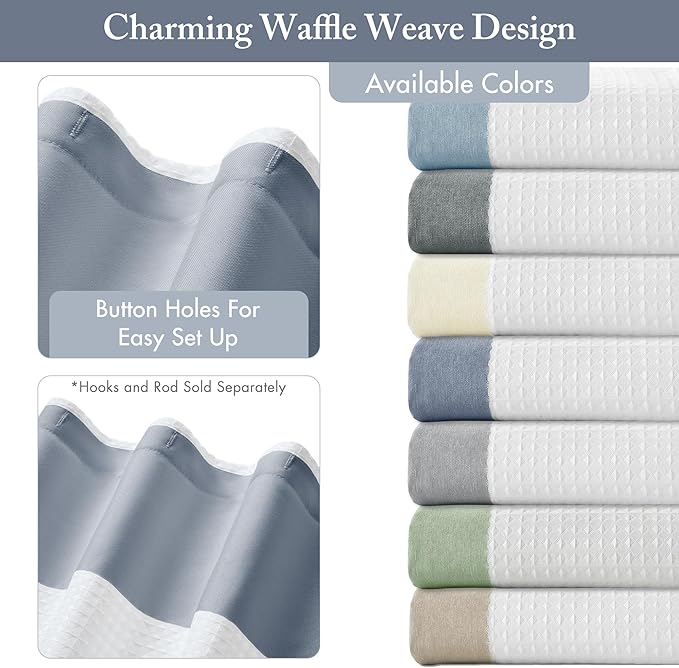 Madison Park Shower Curtain Spa Waffle Weave Long Shower Curtain for Bathroom 3M Scotchgard Moisture Management, Spa Quality Modern Shower Curtains for Bathroom, Long: 72x78 Indigo Blue