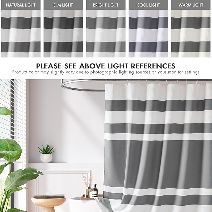 Madison Park Shower Curtain Spa Waffle Weave Wide Shower Curtain for Bathroom 3M Scotchgard Moisture Management, Spa Quality Modern Shower Curtains for Bathroom, Extra Width: 108"x72" Charcoal