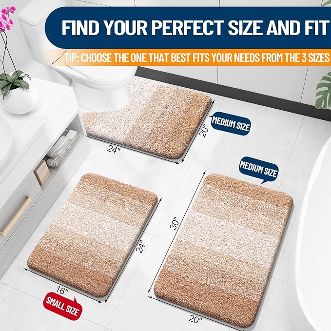 OLANLY Large Bathroom Rugs Mat 44x32, Extra Soft Absorbent Microfiber Bath Rugs, Rubber Backing, Quick Dry, Machine Washable Bath Mats for Bathroom Floor, Tub and Shower, Home Decor Accessories, Beige