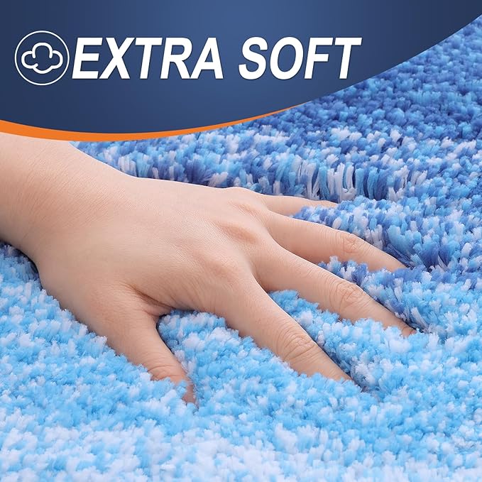 OLANLY Large Bathroom Rugs Mat 40x24, Extra Soft Absorbent Microfiber Bath Rugs, Rubber Backing, Quick Dry, Washable Bath Mats for Bathroom, Tub and Shower, Home Decor Accessories, Light Royal Blue