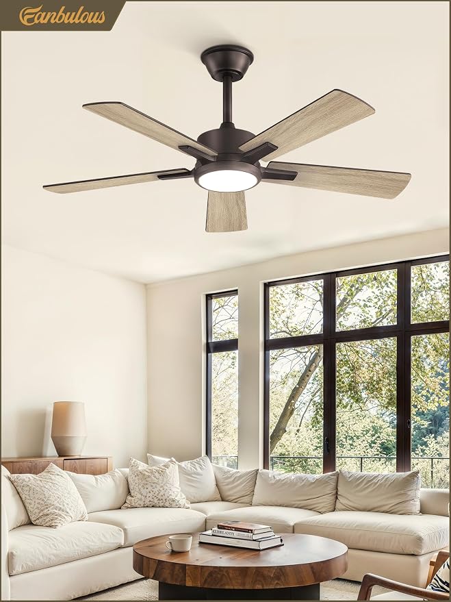 Fanbulous 42 Inch Ceiling Fans with Lights and Remote, Stepless Color Temperature Change & Dimmable 20W LED Ceiling Fan, 6 Speeds Reversible Quiet DC Motor for Bedroom, Living Room, Oil Bronze