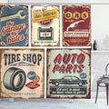 Ambesonne 1950s Shower Curtain, Vintage Car Signs Automobile Advertising Repair Vehicle Garage Classics Servicing, Cloth Fabric Bathroom Decor Set with Hooks, 69" W x 75" L, Burgundy