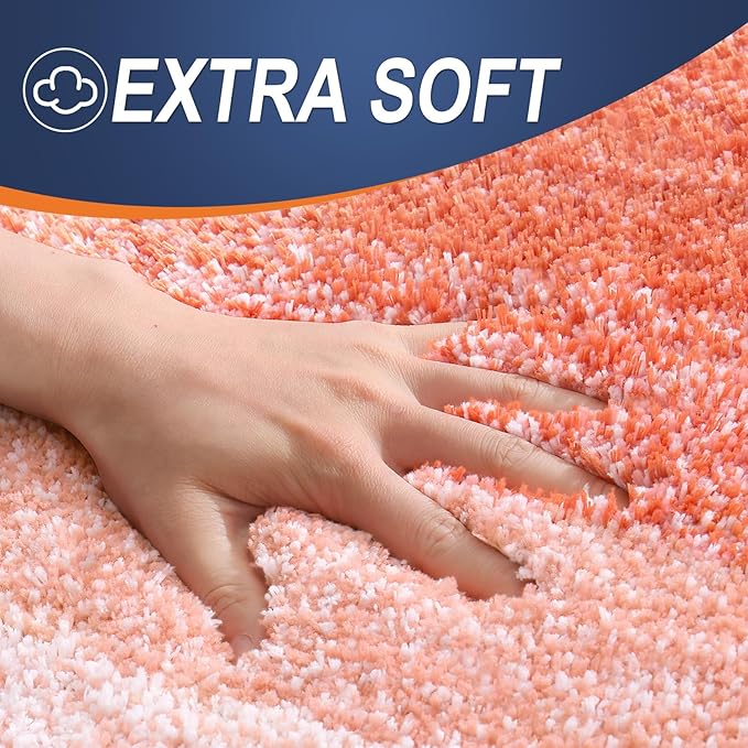 OLANLY Bathroom Runner Rugs Mat 47x24, Extra Soft Absorbent Microfiber Bath Rugs, Rubber Backing, Quick Dry, Washable Long Bath Mats for Bathroom Floor, Tub and Shower, Home Decor Accessories, Coral