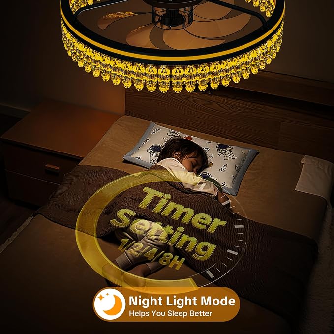 20" Ceiling Fan with Lights, Flush Mount Ceiling Fans, Ceiling Fans with Lights and Remote, 6 Speeds Dimmable Ceiling Lights with Fans, Quiet Modern Ceiling Fan for Bedroom Living Room