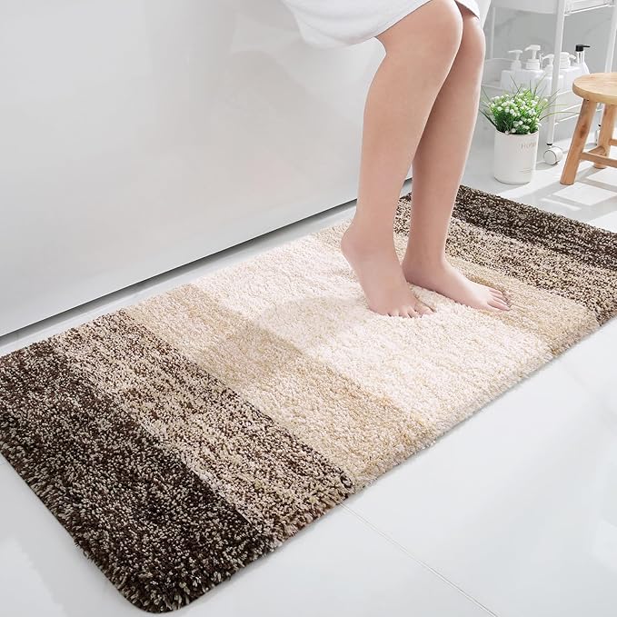 OLANLY Large Bathroom Rugs Mat 50x30, Extra Soft Absorbent Microfiber Bath Rugs, Rubber Backing, Quick Dry, Washable Bath Mats for Bathroom Floor, Tub and Shower, Home Decor Accessories, Light Brown