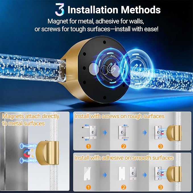 Peel and Stick on Gold Battery Operated Wall Sconces Set of 2, Rechargeable Magnetic Linear Wall Lights for Bedroom, Wireless Sconces with Remote&Touch Control, 3CCT&Dimmable Wall Lamp for Living Room