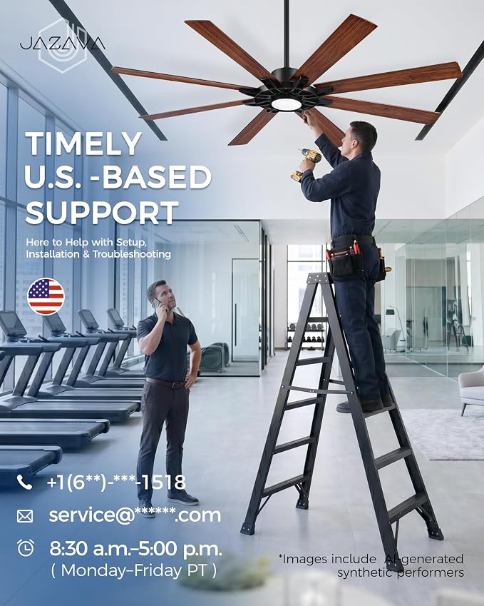 72 Inch Ceiling Fan with Light,Smart Ceiling Fan with Alexa Control,Large Black Indoor Outdoor Ceiling Fan,Modern Quiet Fan with Dual Finish 8 Blades for Living Room,Patio, ZCCF05BK-72
