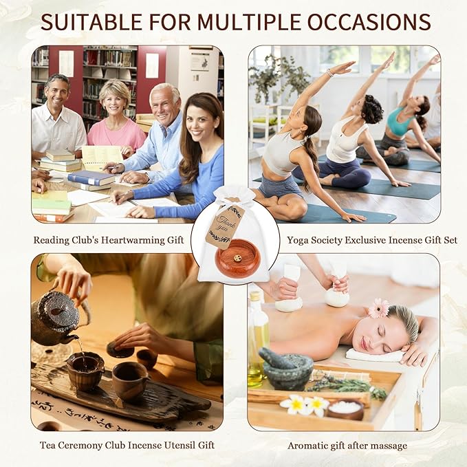 20 Wooden Incense Holder for Stick, Incense Stick Holder with Ash Catcher, Incenses Burner for Aromatherapy Ornament, Home Decor Meditation Retreat Gift Yoga Gift Set | with Organza Bag & Tag