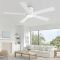 Fanbulous 52” Ceiling Fans with Lights and Remote, Flush Mount Ceiling Fan | Low Profile,Modern Ceiling Fan with LED Light, 5 Blades, 3CCT, 6 Speeds,Timer,Bedroom, Indoor, Outdoor,Living room,White