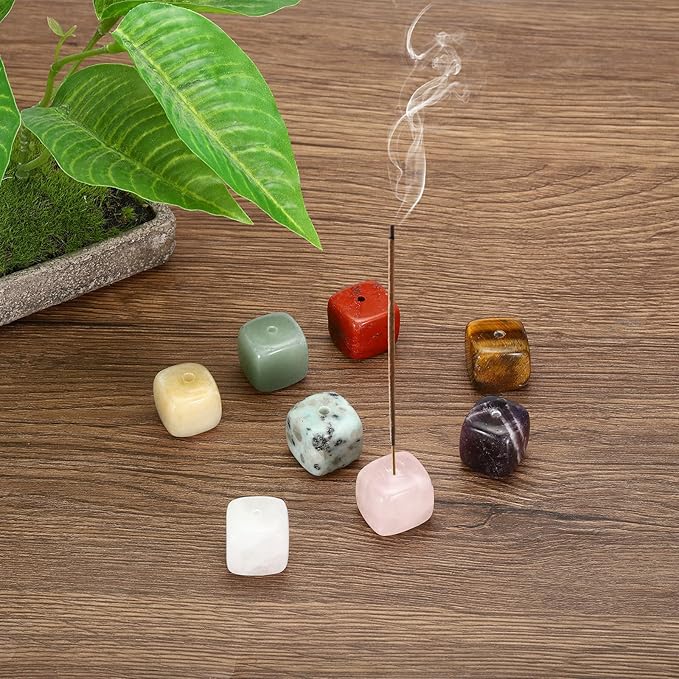 PATIKIL Incense Holder, 3 Pack Incense Burner Stick Holder Crystal Stone Incense Stand Base for Yoga Spa Room Home Office, White