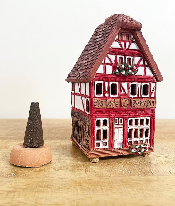 Ceramic Houses and Villages Collection - Miniature of The Original House in Lauterbach, Germany - Cone Incense Holder S19-4