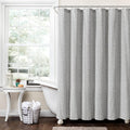 Lush Decor Hygge Modern Arrow Linen Look Shower Curtain, 72" X 72", Light Gray