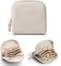 VLANDO Small Jewelry Travel Case,Jewelry Pouch Bags with Zipper,Velvet Jewelry Organizer Storage Bag for Bracelet Rings Earring Travel Essentials Gifts for Women Girl-Beige
