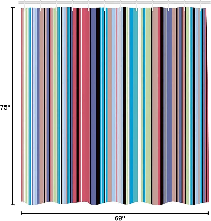 Ambesonne Abstract Shower Curtain, Barcode Lines Like Stripes Vertical Pattern Funky Modern Tile Illustration, Cloth Fabric Bathroom Decor Set with Hooks, 69" W x 75" L, Sky Blue