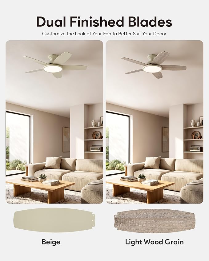 VONLUCE Ceiling Fans with Lights, 42 Inch Ceiling Fan and Remote, Full-spectrum LED Light, 3CCT, 6-Speeds Noiseless Reversible DC Motor, Modern Ceiling Fan for Bedroom Living Room Farmhouse, Boho