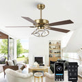 52 Inch Gold Ceiling Fans with Lights and Remote/APP, RGB Color Changing LED Lighting Ceiling Fan, Modern Indoor Luxury White and Gold Ceiling Fan for Living Room, Bedroom, 3CCT, 6 Speeds