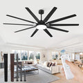 84 Inch Industrial Ceiling Fans with Lights, Large Ceiling Fan with Quiet DC Motor, 10 Reverisble Dual-Color Blades, 3CCT,6 Speeds,Black Commercial Indoor/Outdoor Ceiling Fans for Patios/Garage/Porch