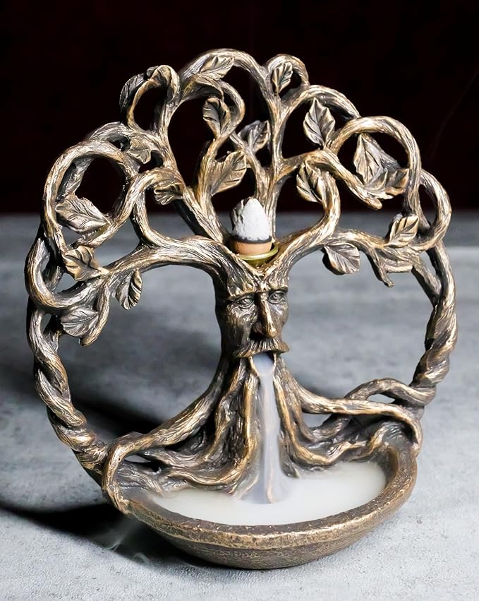 Ebros Gift Ethereal Forest Celtic Greenman Ent Tree of Life Backflow Incense Cone Burner Aroma Scent Figurine Mystical Earth Nature Deity