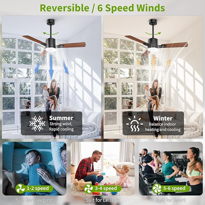 42 Inch Ceiling Fans with Lights, Low Profile Ceiling Fan with Light and Remote Control,10 Min Quick Installation,Reversible,3CCT Dimmable,Quiet,Black Small Ceiling Fan for Bedroom Indoor/Outdoor