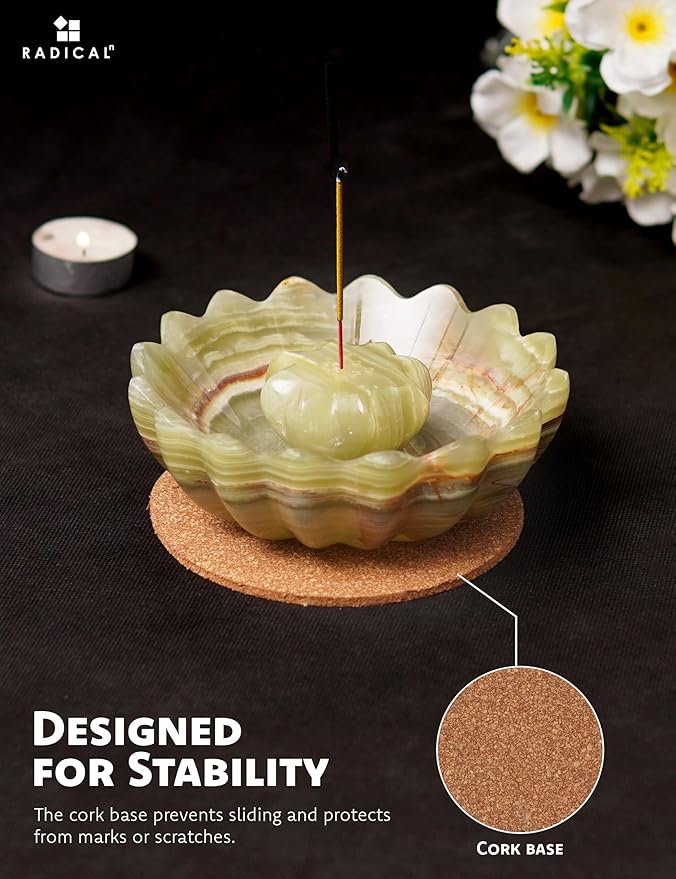 Radicaln Marble Incense Holder 5.5" Inches Green Handmade Incense Stick Holder for Palo Santo, Ideal Marbles Ashtray & Incense Holder Marble for Bedroom