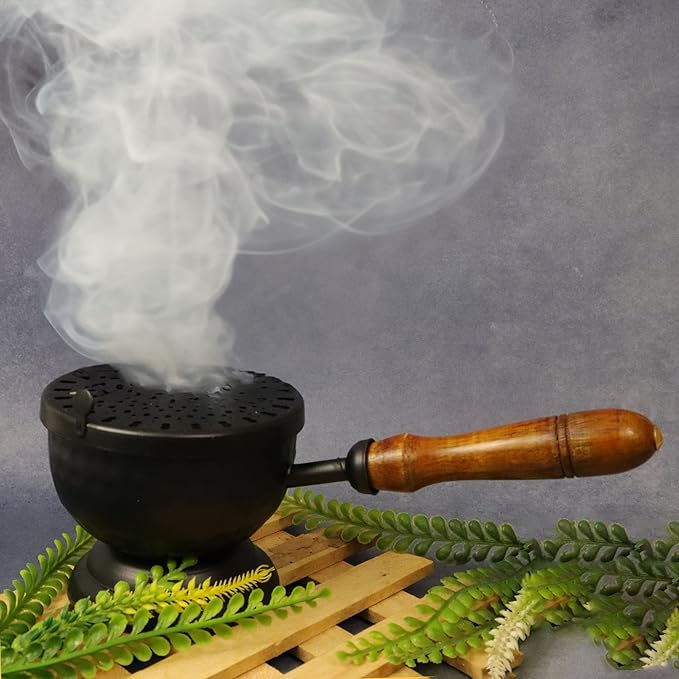 Putrika Dhoop | Dhuna | Loban | Sambrani | Karpoor | Bakhoor | Dani | Incense | Aroma Diffuser |Haran Samgiri|Camphor|Stand|Holder|Iron|Home|Office|Pooja|Puja|Room|Charcoal(Planter Burner 21cm)