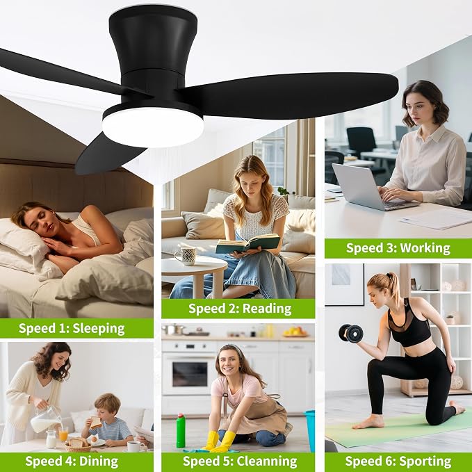 Small 3 Blade Ceiling Fan with Light 32 Inch Flush Mount Fan with Remote