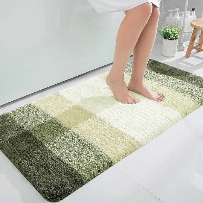 OLANLY Large Bathroom Rugs Mat 50x30, Extra Soft Absorbent Microfiber Bath Rugs, Rubber Backing, Quick Dry, Washable Bath Mats for Bathroom Floor, Tub and Shower, Home Decor Accessories, Dark Green