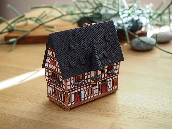 Ceramic Houses and Villages Collection - Handmade House Ceramic Art Cone Incense Holder Room Decoration Collectible Miniature Town Hall in Schotten, Germany R232