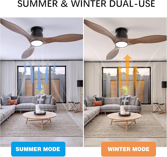52'' Ceiling Fan with Lights and Remote, Amber Wood Ceiling Fans