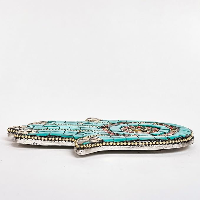 Turquoise - Hamsa Hand Incense Holder - Mosaic Stones
