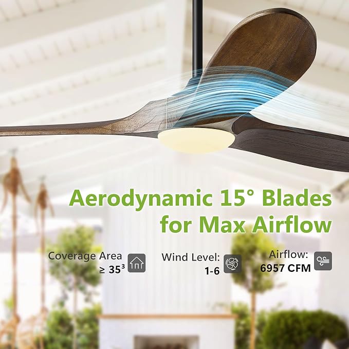 Haipeel 72 Inch Ceiling Fans with Lights, Wood Outdoor Ceiling Fan for Patio and Remote Control Rustic Propeller Large Ceiling Fans with Light Farmhouse Indoor Quiet High cfm, Oil Rubbed Bronze