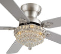 GJeg Crystal Ceiling Fan Fandelier with Lights-Ceiling Fans with Remote Control,Modern Ceiling Fan with Noiseless DC Reversible Motor,Dining Room,Living Room(52" Nickel)