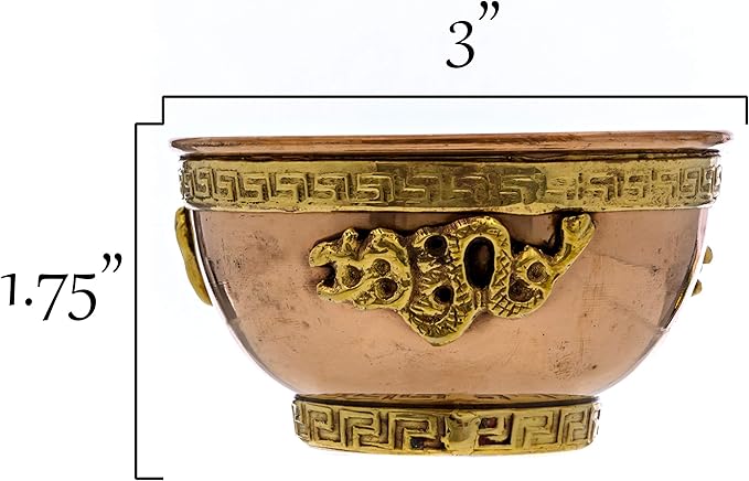Alternative Imagination Dragon Copper Bowl - Offering Bowl For Altar Use, Ritual Offerings, Witchy Home Decor - Incense Holder for Incense Cones, White Sage, Palo Santo Sticks - 3 Inches Wide