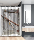 Ambesonne Rustic Stall Shower Curtain, Aged Wood Barn Door with Rusty Crossed Locks Abandoned Western Farmhouse Design, Fabric Bathroom Decor Set with Hooks, 54" W x 78" L, Brown