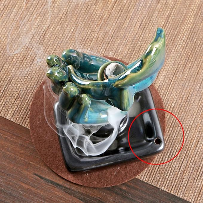 Backflow Ceramic Incense Burner for Incense Cones Creative Half Face Contemplate Reverse Flow Censer Incense Stick Holder