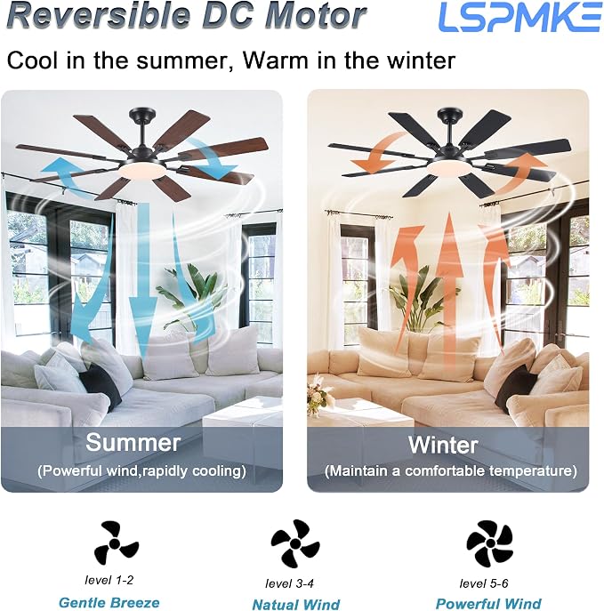Ceiling Fan With Light & Remote Indoor/Outdoor Use 60 Inch Brown | Reversible DC Motor,3CCT, Dimmable, Timer, Noiseless,Ceiling Fan for Bedroom Living Room
