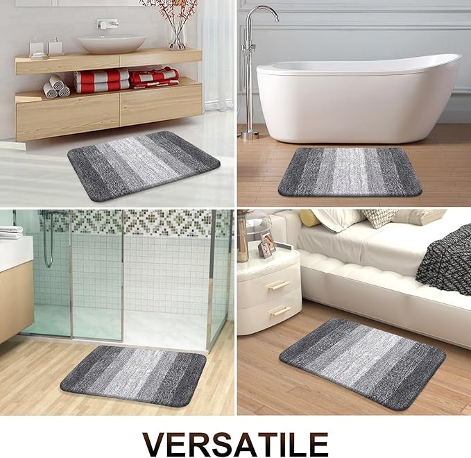 OLANLY Bathroom Rugs Mat 36x24, Extra Soft Absorbent Microfiber Bath Rugs, Rubber Backing, Quick Dry, Machine Washable Bath Mats for Bathroom Floor, Tub and Shower, Home Decor Accessories, Grey