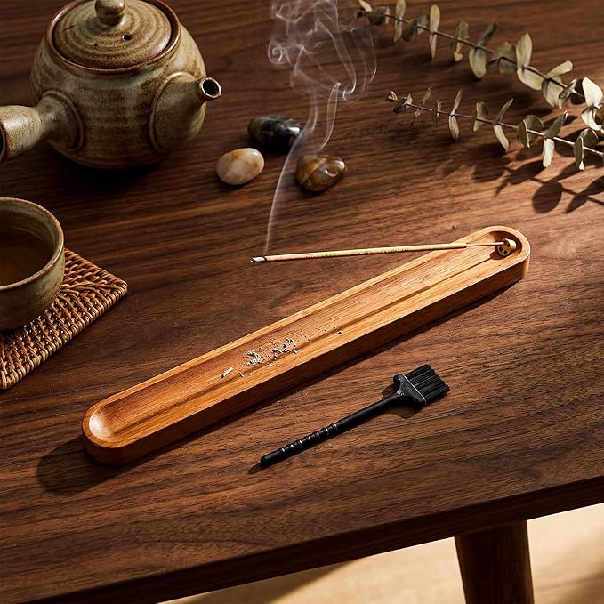Wooden Incense Holder for Sticks with Ash Catcher,Incense Burner for Meditation Yoga Home Gift