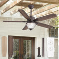 52 Inch Outdoor Ceiling Fans with Lights for Patios, IP65 Waterproof, Remote Control, 6-Speeds, Reversible DC Motor, Wet-rated Gazebo Ceiling Fan for Porch Pavilion Farmhouse (Oil-Bronze)